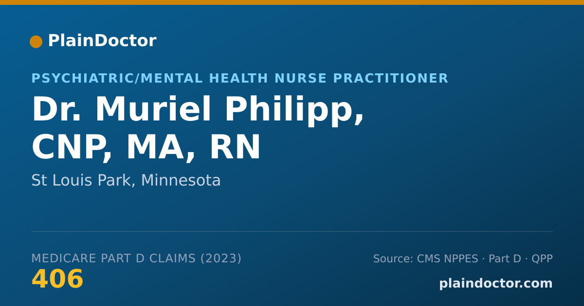 Shareable card for Muriel Philipp, CNP, MA, RN - Psychiatric/Mental Health Nurse Practitioner, St Louis Park, MN