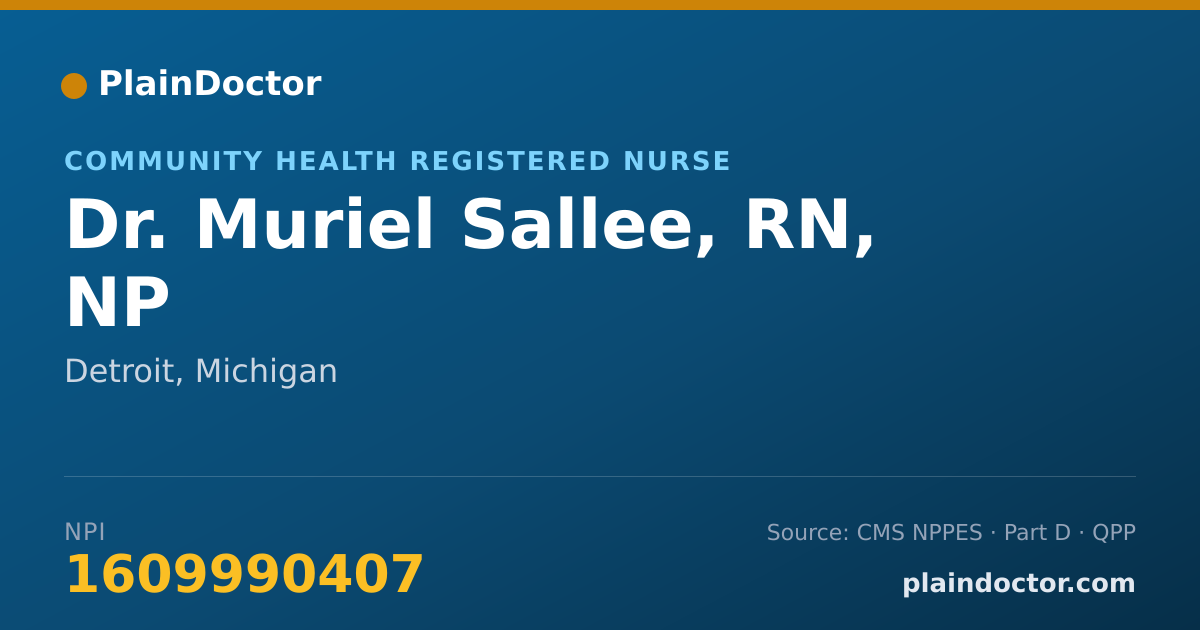 Shareable card for Muriel Sallee, RN, NP - Community Health Registered Nurse, Detroit, MI