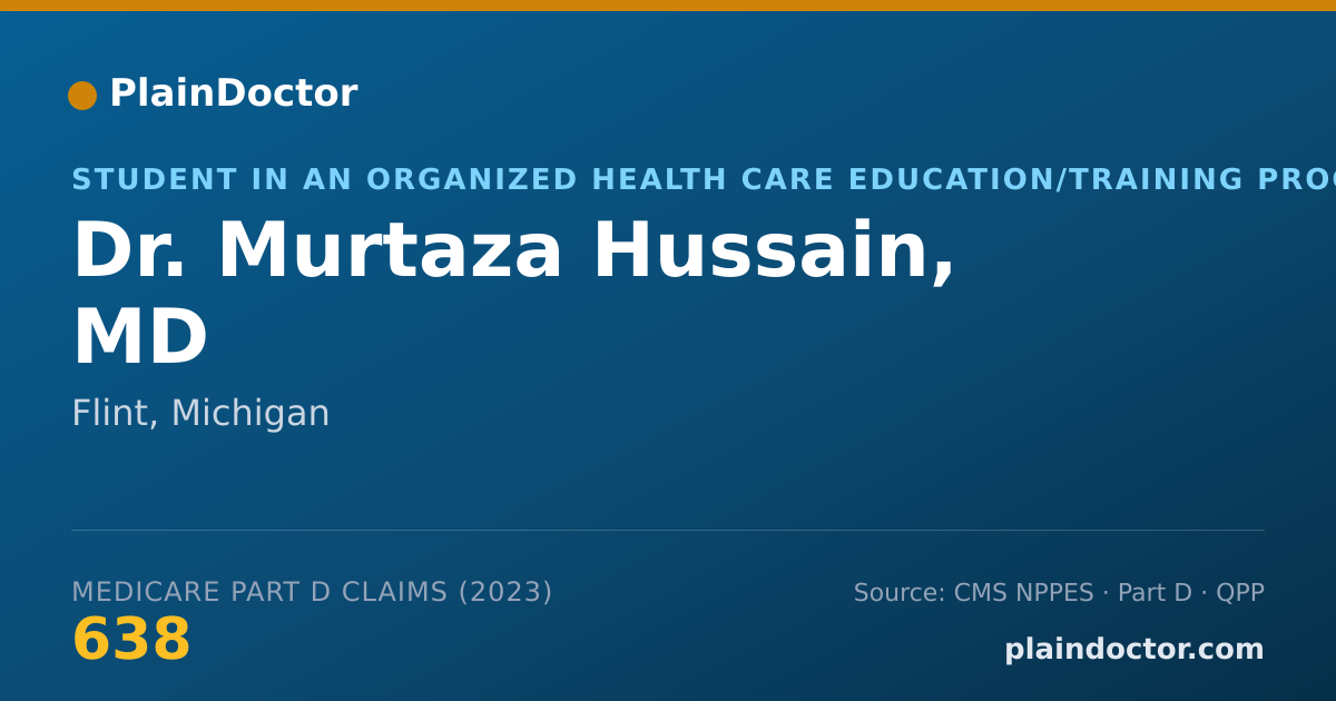 Shareable card for Murtaza Hussain, MD - Student in an Organized Health Care Education/Training Program, Flint, MI
