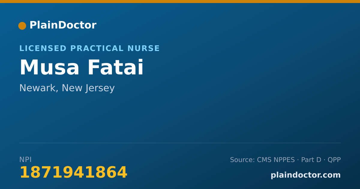 Shareable card for Musa Fatai - Licensed Practical Nurse, Newark, NJ