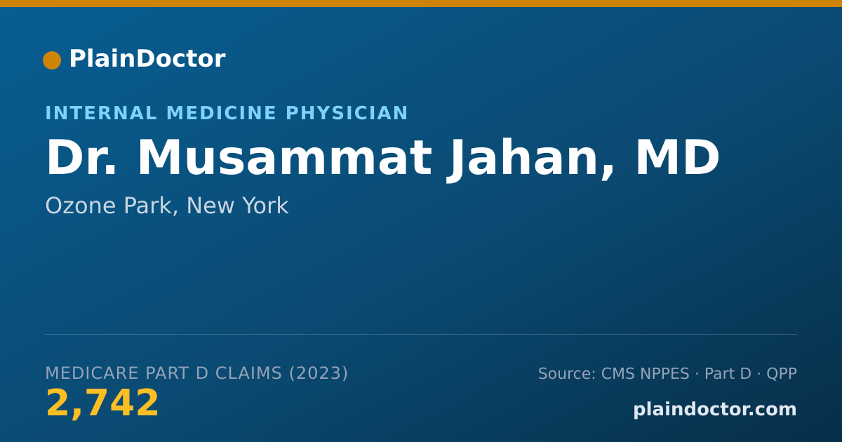 Shareable card for Musammat Jahan, MD - Internal Medicine Physician, Ozone Park, NY