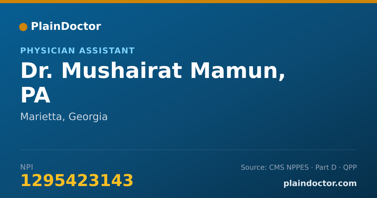 Shareable card for Mushairat Mamun, PA - Physician Assistant, Marietta, GA
