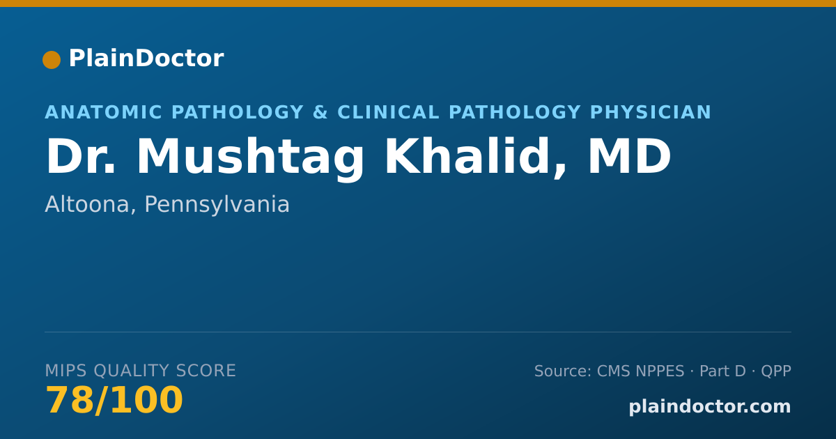Shareable card for Mushtag Khalid, MD - Anatomic Pathology & Clinical Pathology Physician, Altoona, PA
