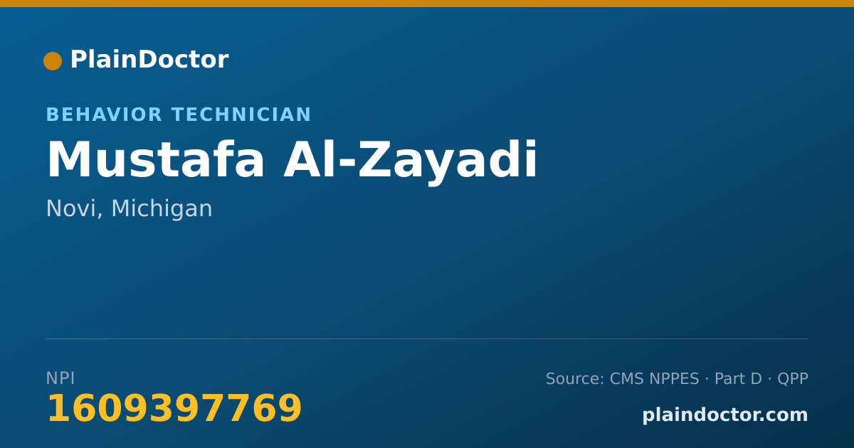Shareable card for Mustafa Al-Zayadi - Behavior Technician, Novi, MI