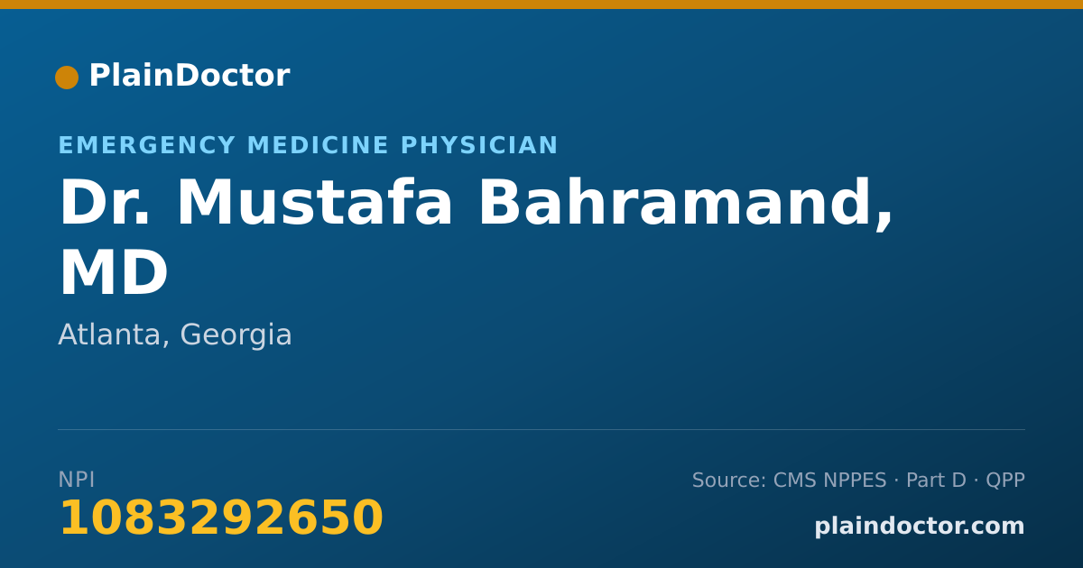 Shareable card for Mustafa Bahramand, MD - Emergency Medicine Physician, Atlanta, GA
