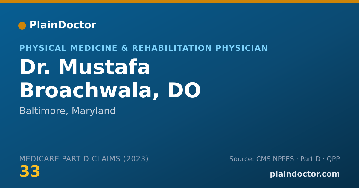 Shareable card for Mustafa Broachwala, DO - Physical Medicine & Rehabilitation Physician, Baltimore, MD
