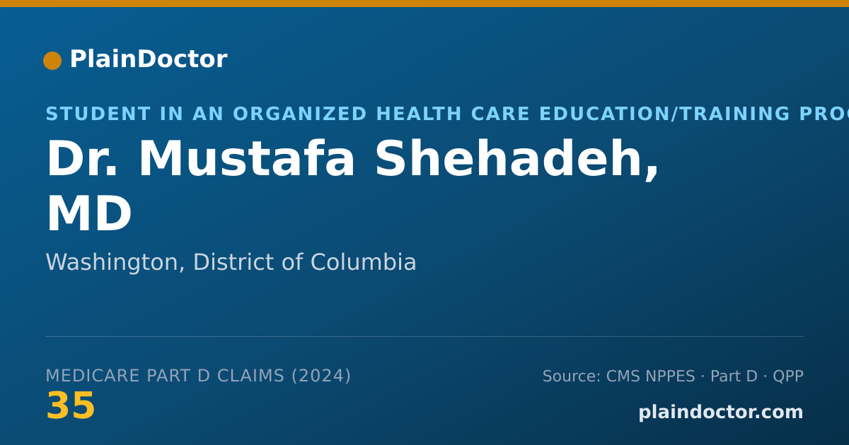 Shareable card for Mustafa Shehadeh, MD - Student in an Organized Health Care Education/Training Program, Washington, DC