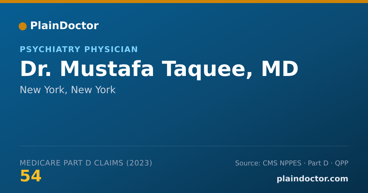 Shareable card for Mustafa Taquee, MD - Psychiatry Physician, New York, NY
