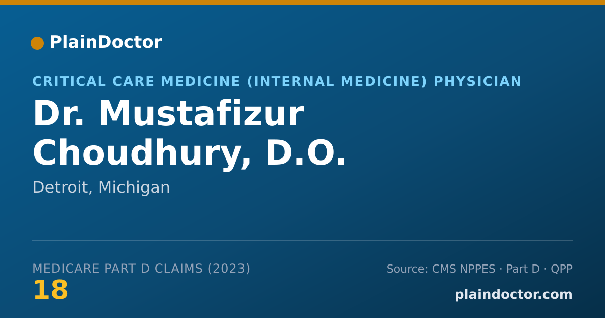 Shareable card for Mustafizur Choudhury, D.O. - Critical Care Medicine (Internal Medicine) Physician, Detroit, MI