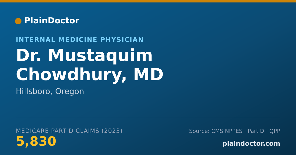 Shareable card for Mustaquim Chowdhury, MD - Internal Medicine Physician, Hillsboro, OR