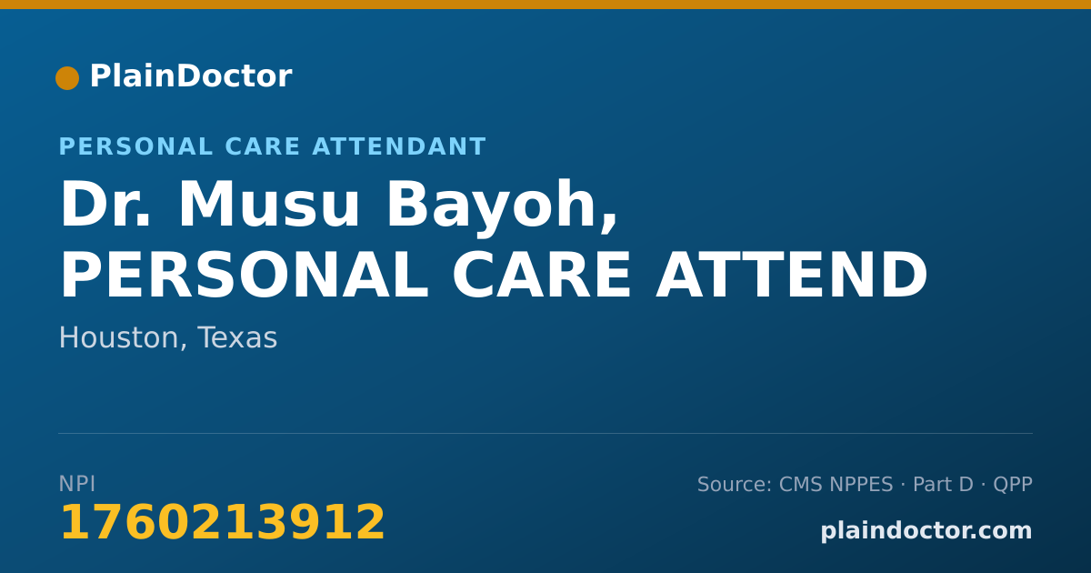 Shareable card for Musu Bayoh, PERSONAL CARE ATTEND - Personal Care Attendant, Houston, TX