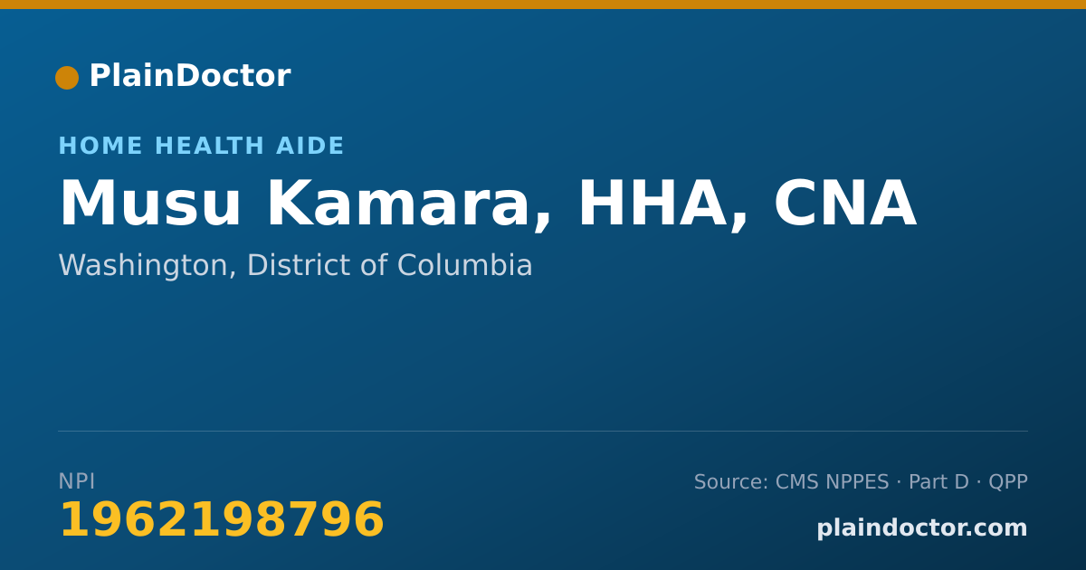 Shareable card for Musu Kamara, HHA, CNA - Home Health Aide, Washington, DC