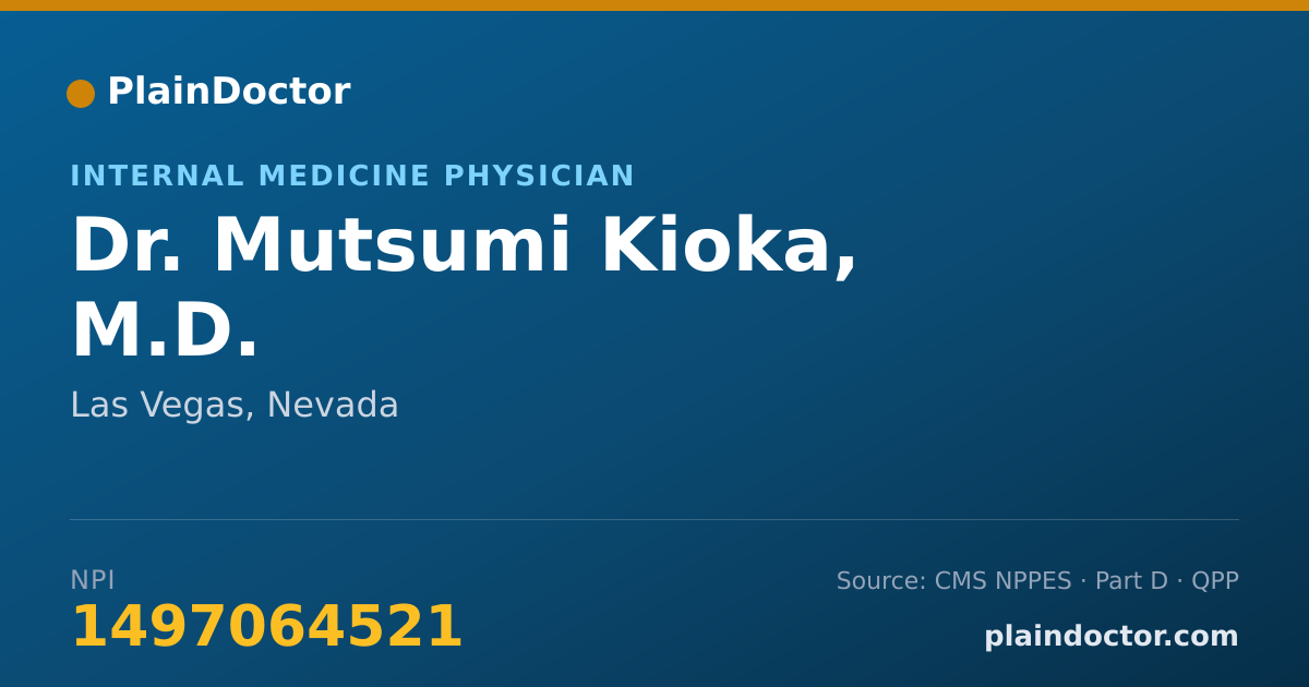 Shareable card for Mutsumi Kioka, M.D. - Internal Medicine Physician, Las Vegas, NV