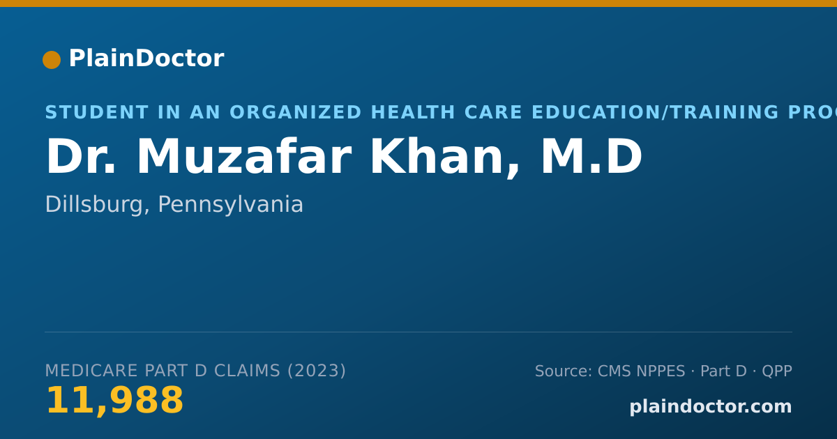 Shareable card for Muzafar Khan, M.D - Student in an Organized Health Care Education/Training Program, Dillsburg, PA