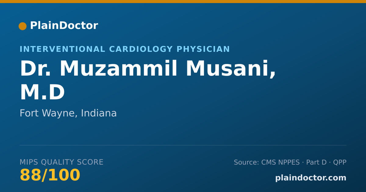 Shareable card for Muzammil Musani, M.D - Interventional Cardiology Physician, Fort Wayne, IN