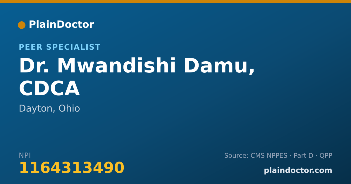 Shareable card for Mwandishi Damu, CDCA - Peer Specialist, Dayton, OH