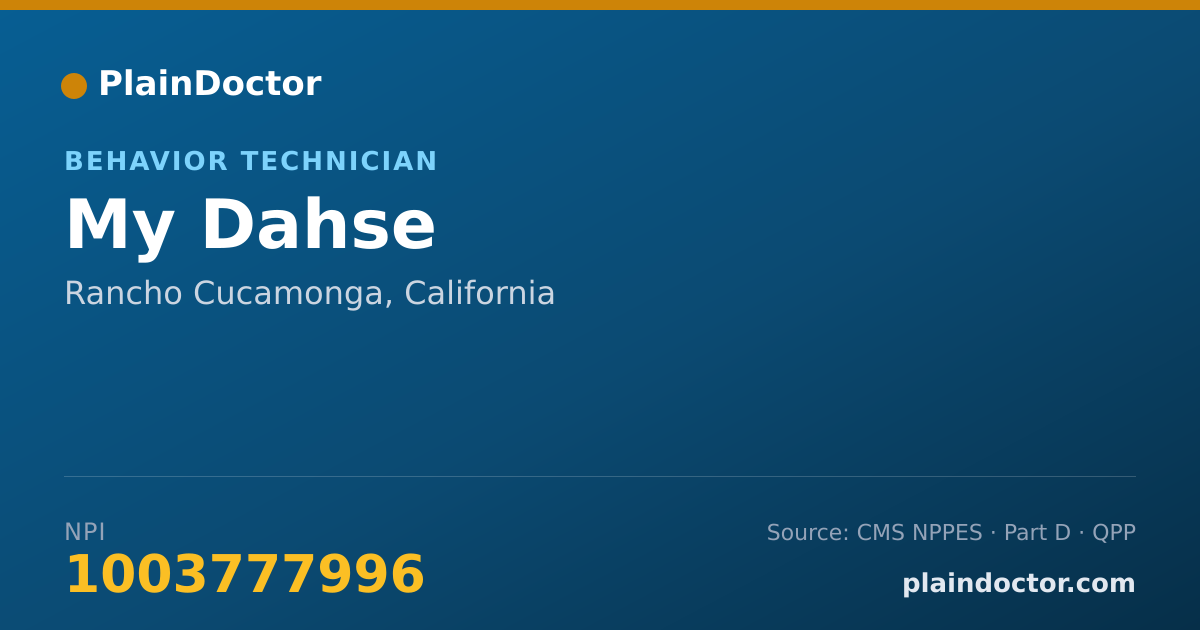 Shareable card for My Dahse - Behavior Technician, Rancho Cucamonga, CA