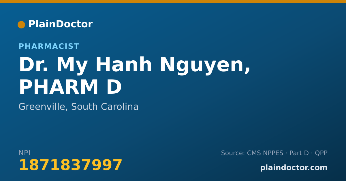 Shareable card for My Hanh Nguyen, PHARM D - Pharmacist, Greenville, SC