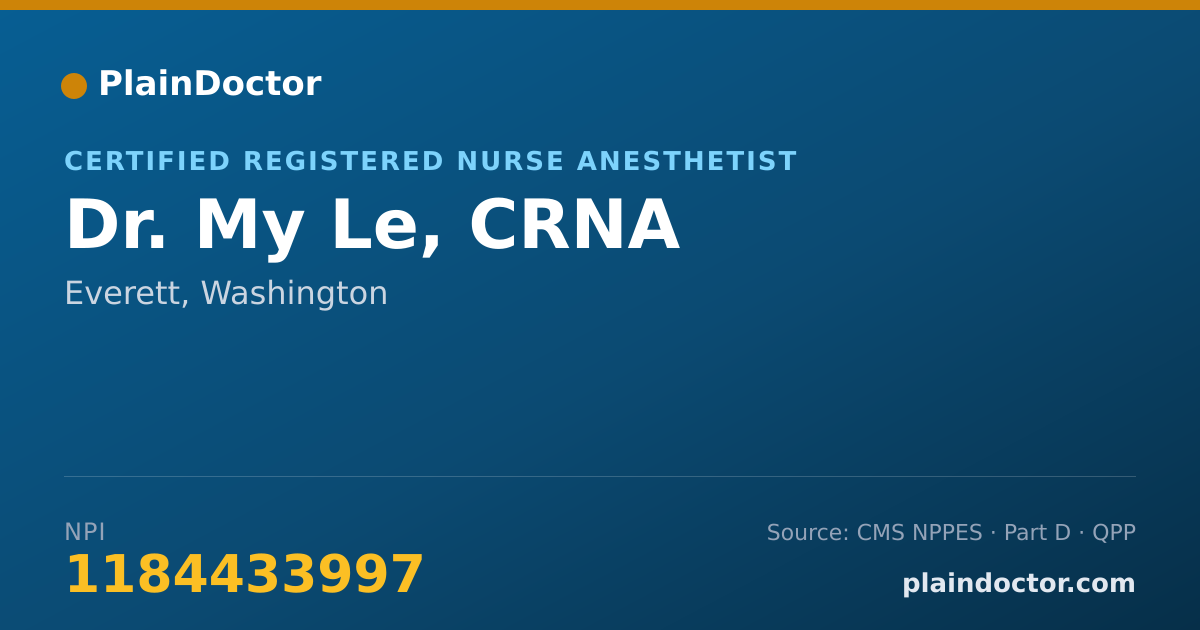 Shareable card for My Le, CRNA - Certified Registered Nurse Anesthetist, Everett, WA