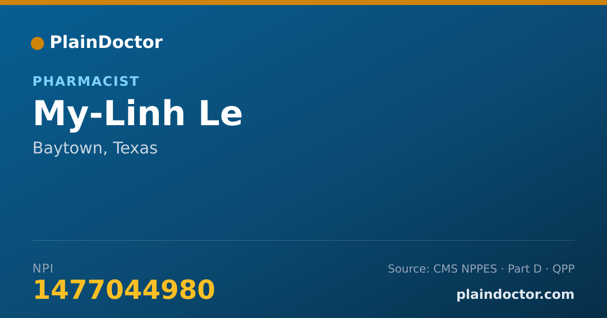 Shareable card for My-Linh Le - Pharmacist, Baytown, TX
