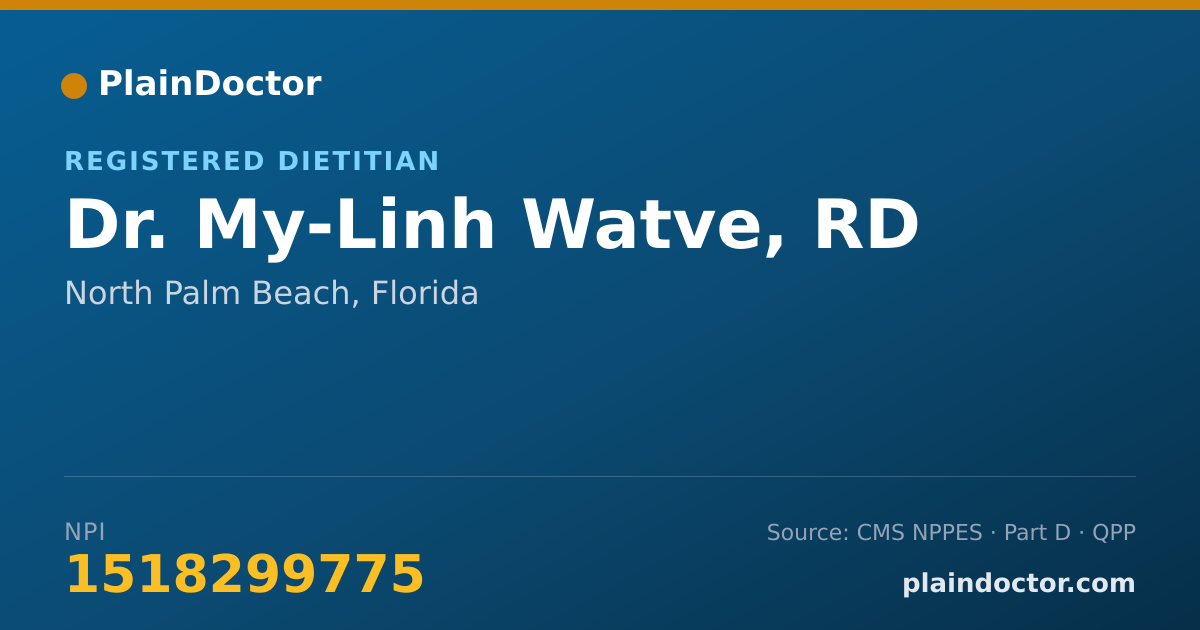 Shareable card for My-Linh Watve, RD - Registered Dietitian, North Palm Beach, FL
