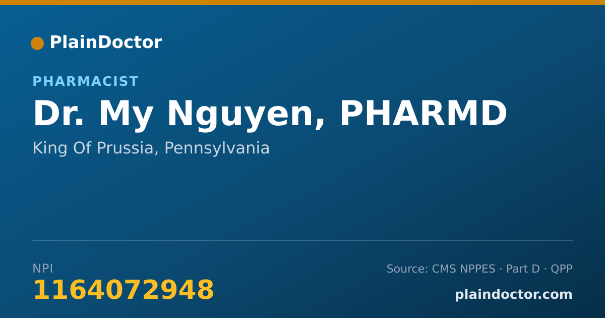 Shareable card for My Nguyen, PHARMD - Pharmacist, King Of Prussia, PA