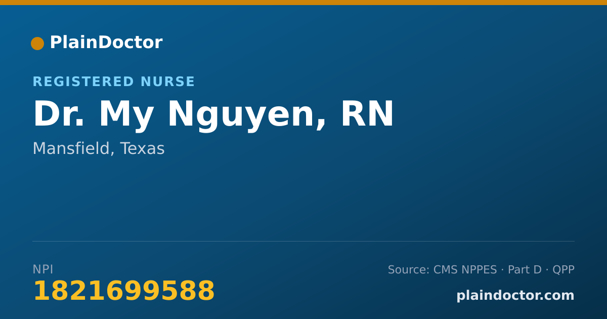 Shareable card for My Nguyen, RN - Registered Nurse, Mansfield, TX