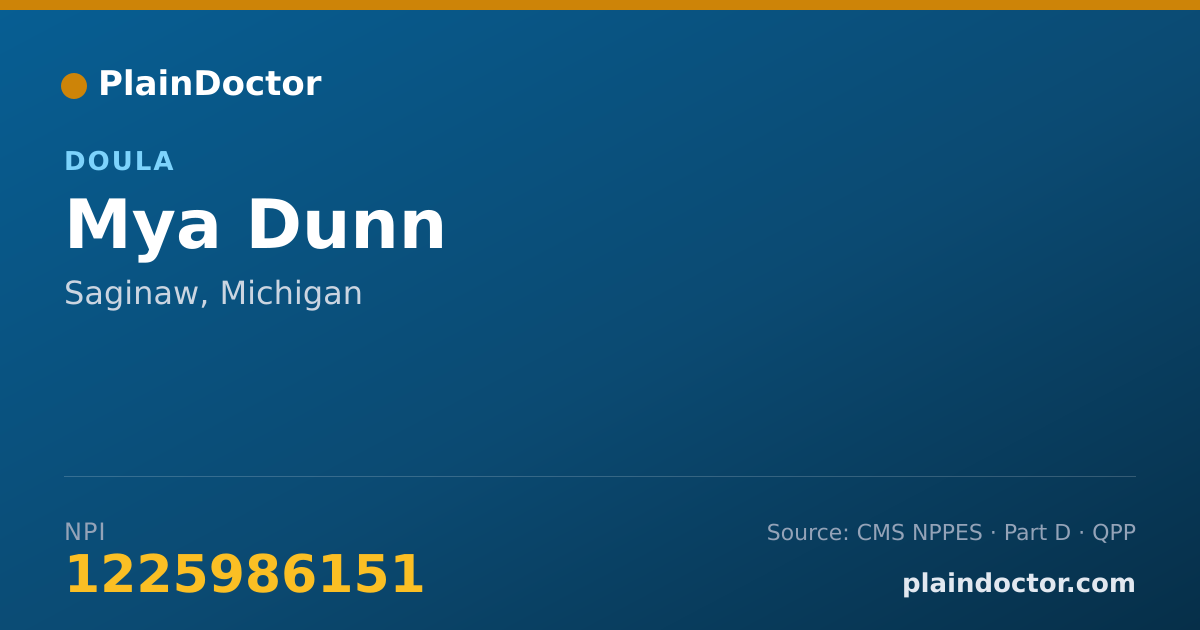 Shareable card for Mya Dunn - Doula, Saginaw, MI