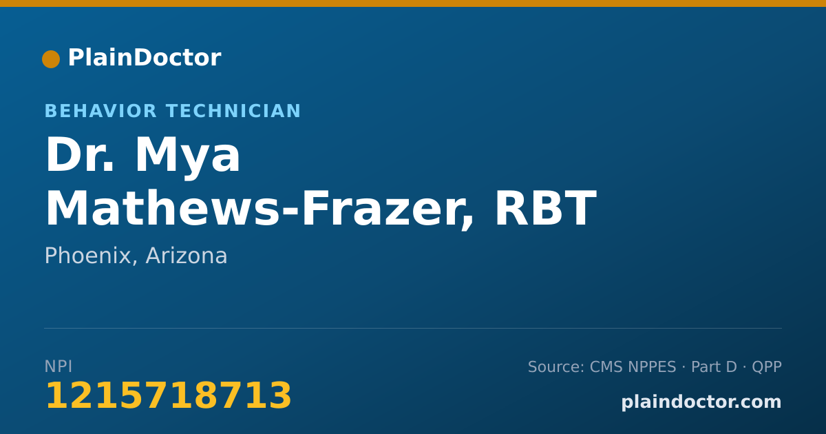 Shareable card for Mya Mathews-Frazer, RBT - Behavior Technician, Phoenix, AZ