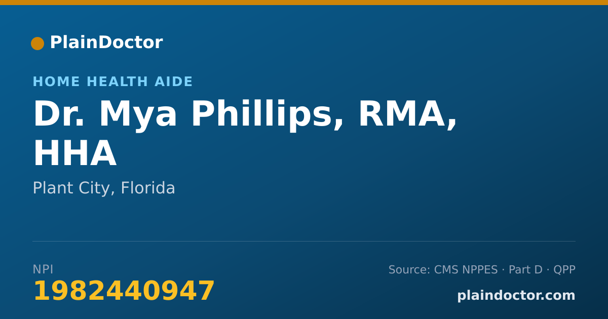 Shareable card for Mya Phillips, RMA, HHA - Home Health Aide, Plant City, FL
