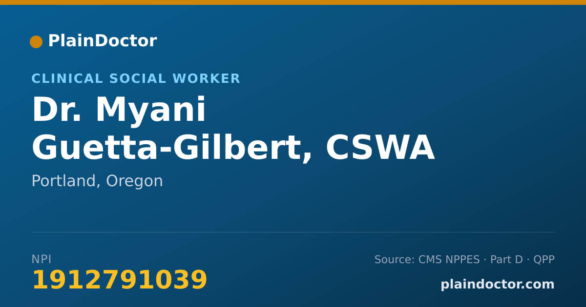 Shareable card for Myani Guetta-Gilbert, CSWA - Clinical Social Worker, Portland, OR