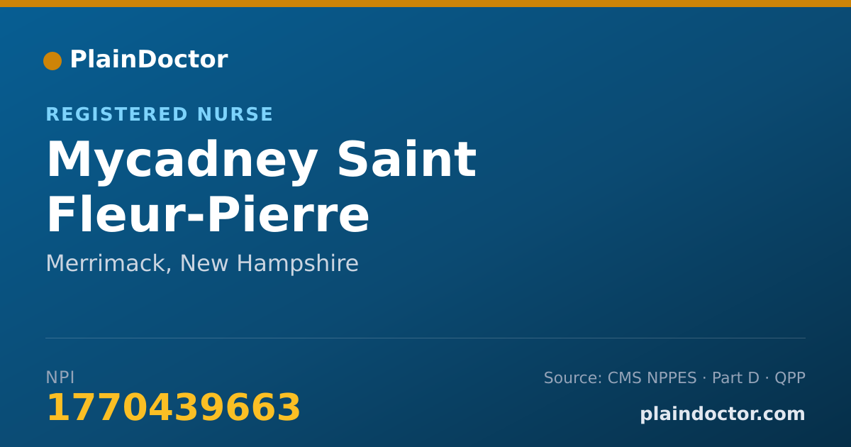 Shareable card for Mycadney Saint Fleur-Pierre - Registered Nurse, Merrimack, NH