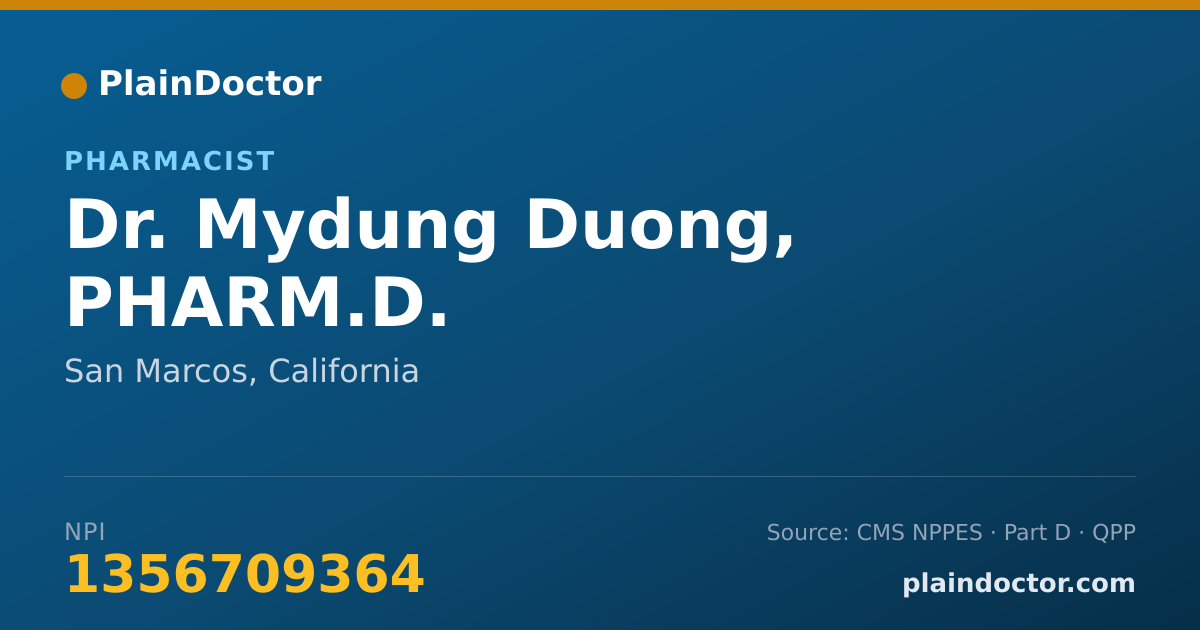 Shareable card for Mydung Duong, PHARM.D. - Pharmacist, San Marcos, CA