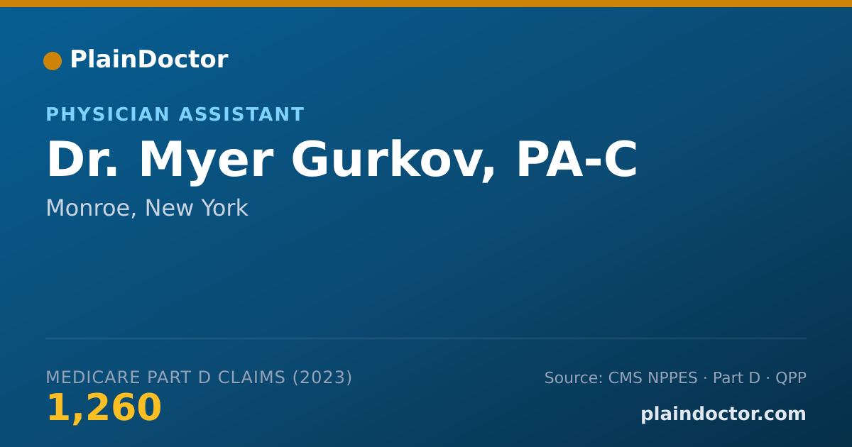 Shareable card for Myer Gurkov, PA-C - Physician Assistant, Monroe, NY