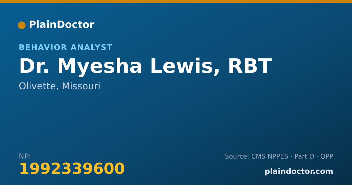 Shareable card for Myesha Lewis, RBT - Behavior Analyst, Olivette, MO