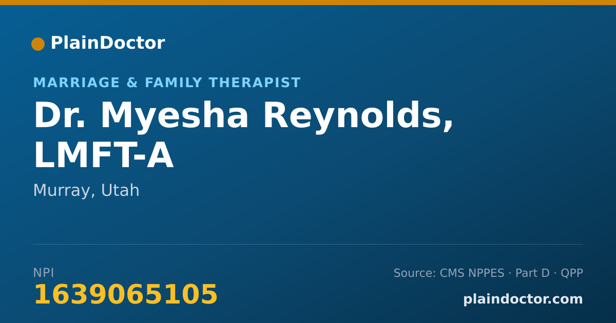 Shareable card for Myesha Reynolds, LMFT-A - Marriage & Family Therapist, Murray, UT