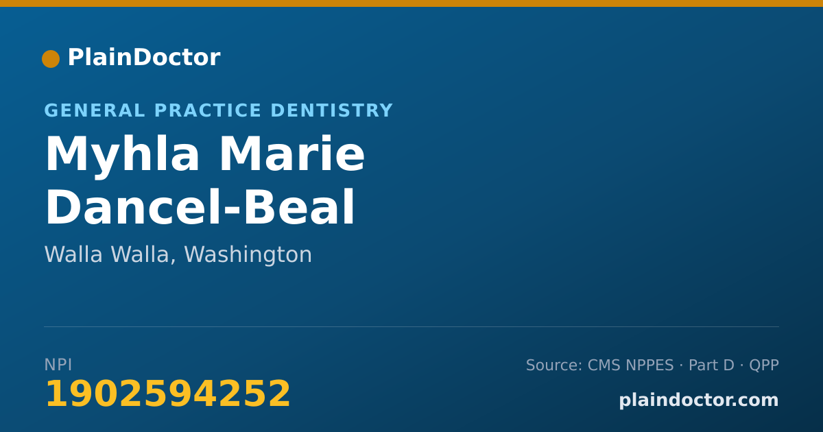 Shareable card for Myhla Marie Dancel-Beal - General Practice Dentistry, Walla Walla, WA