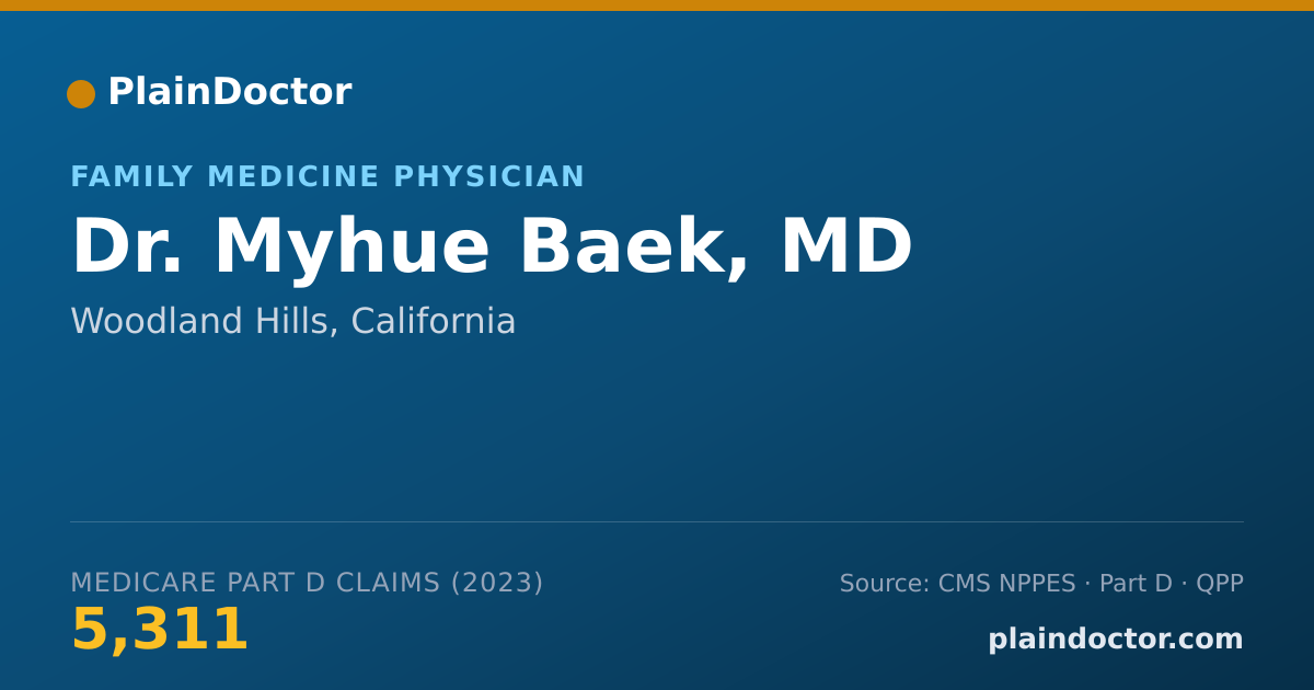 Shareable card for Myhue Baek, MD - Family Medicine Physician, Woodland Hills, CA