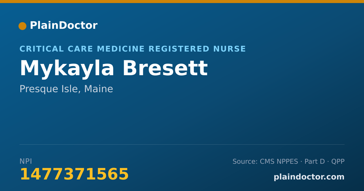 Shareable card for Mykayla Bresett - Critical Care Medicine Registered Nurse, Presque Isle, ME