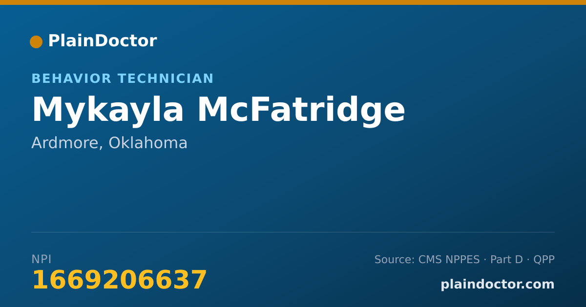Shareable card for Mykayla McFatridge - Behavior Technician, Ardmore, OK