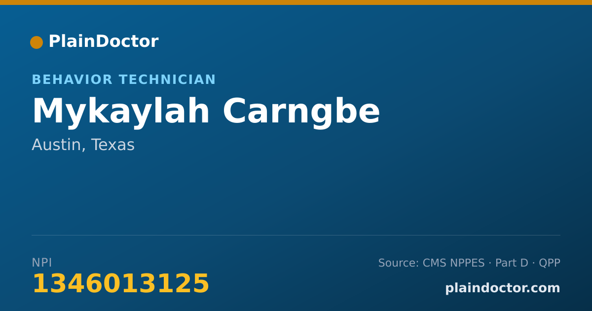 Shareable card for Mykaylah Carngbe - Behavior Technician, Austin, TX