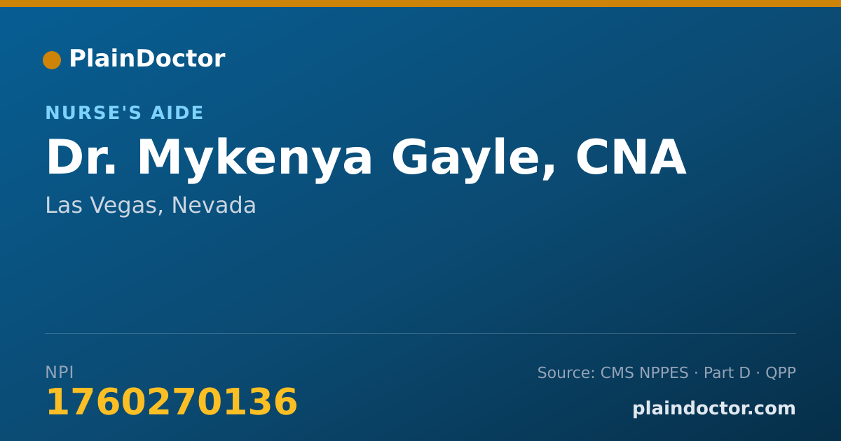 Shareable card for Mykenya Gayle, CNA - Nurse's Aide, Las Vegas, NV