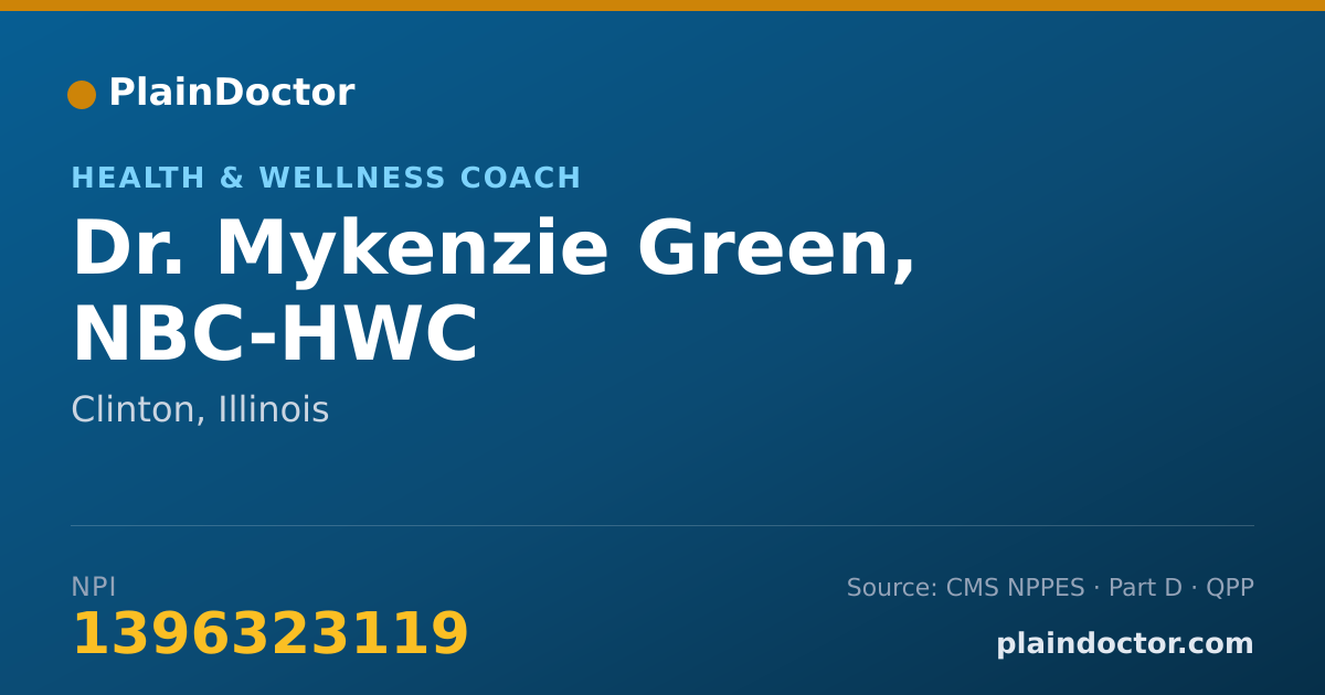 Shareable card for Mykenzie Green, NBC-HWC - Health & Wellness Coach, Clinton, IL