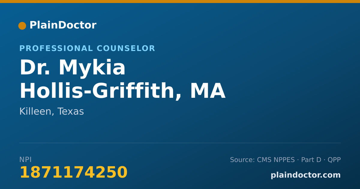 Shareable card for Mykia Hollis-Griffith, MA - Professional Counselor, Killeen, TX