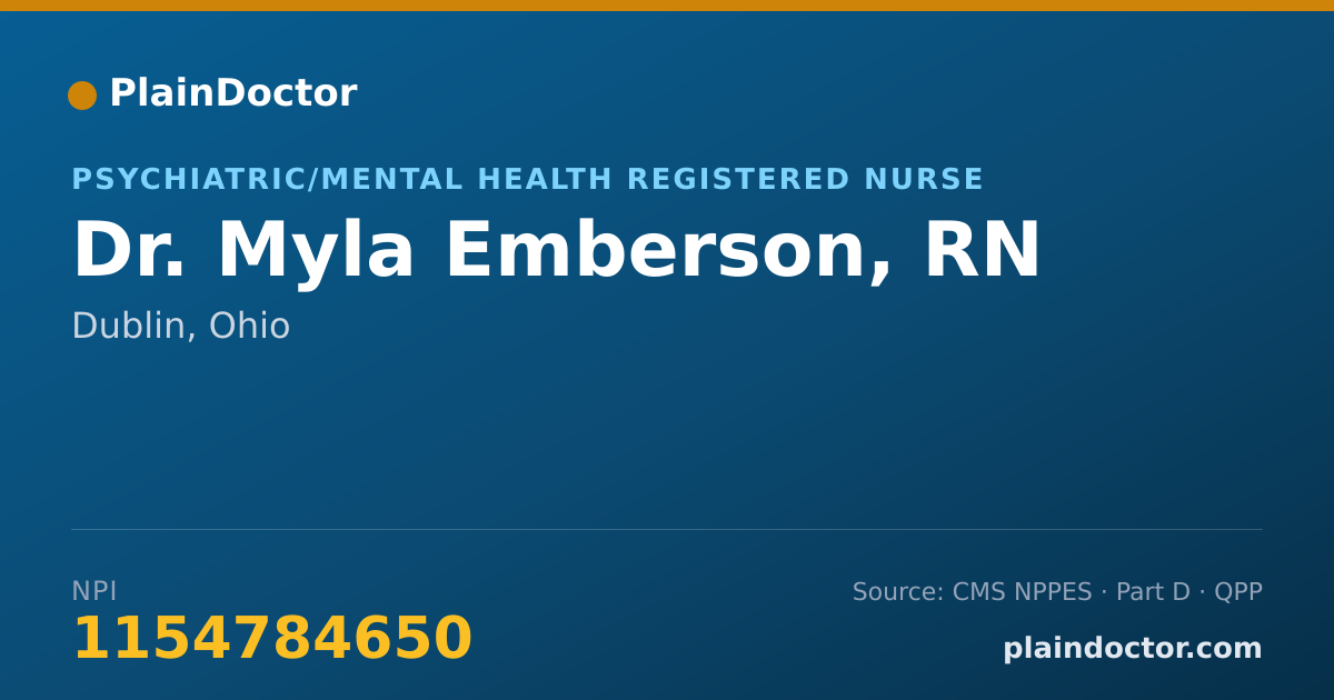 Shareable card for Myla Emberson, RN - Psychiatric/Mental Health Registered Nurse, Dublin, OH