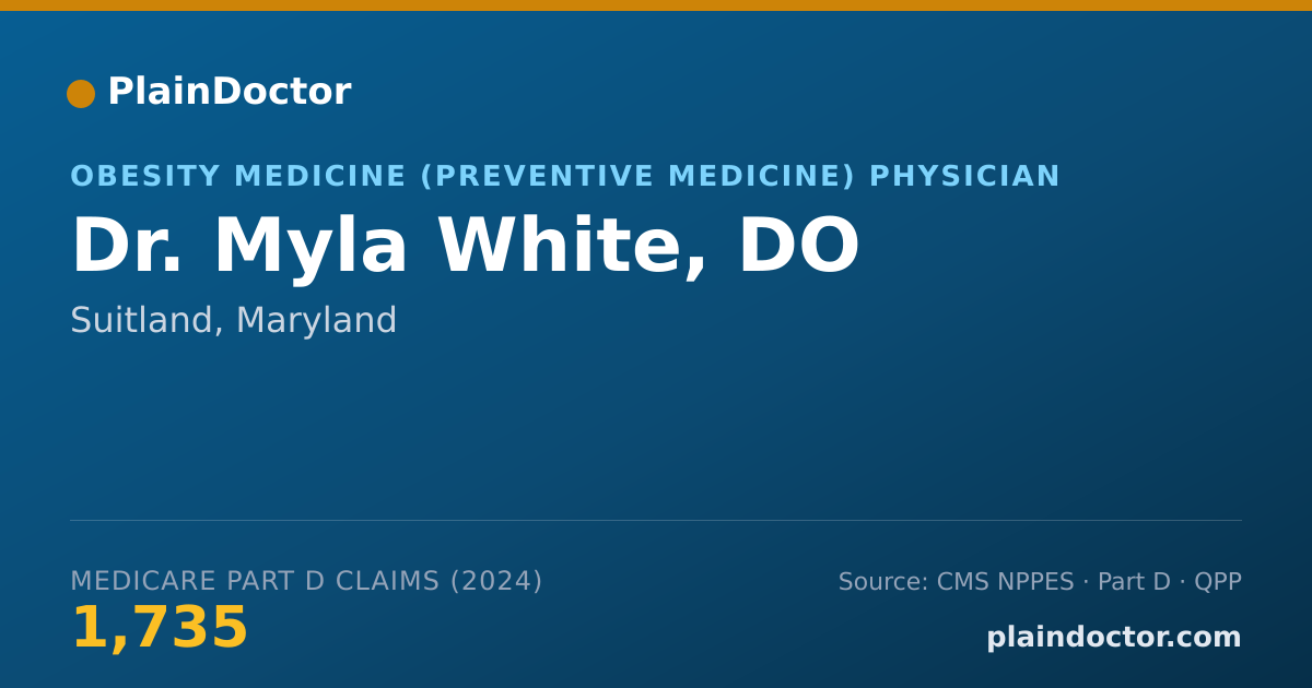 Shareable card for Myla White, DO - Obesity Medicine (Preventive Medicine) Physician, Suitland, MD