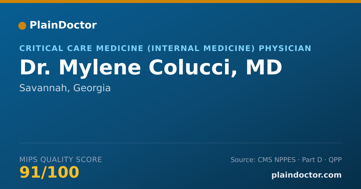 Shareable card for Mylene Colucci, MD - Pulmonary Disease Physician, Savannah, GA