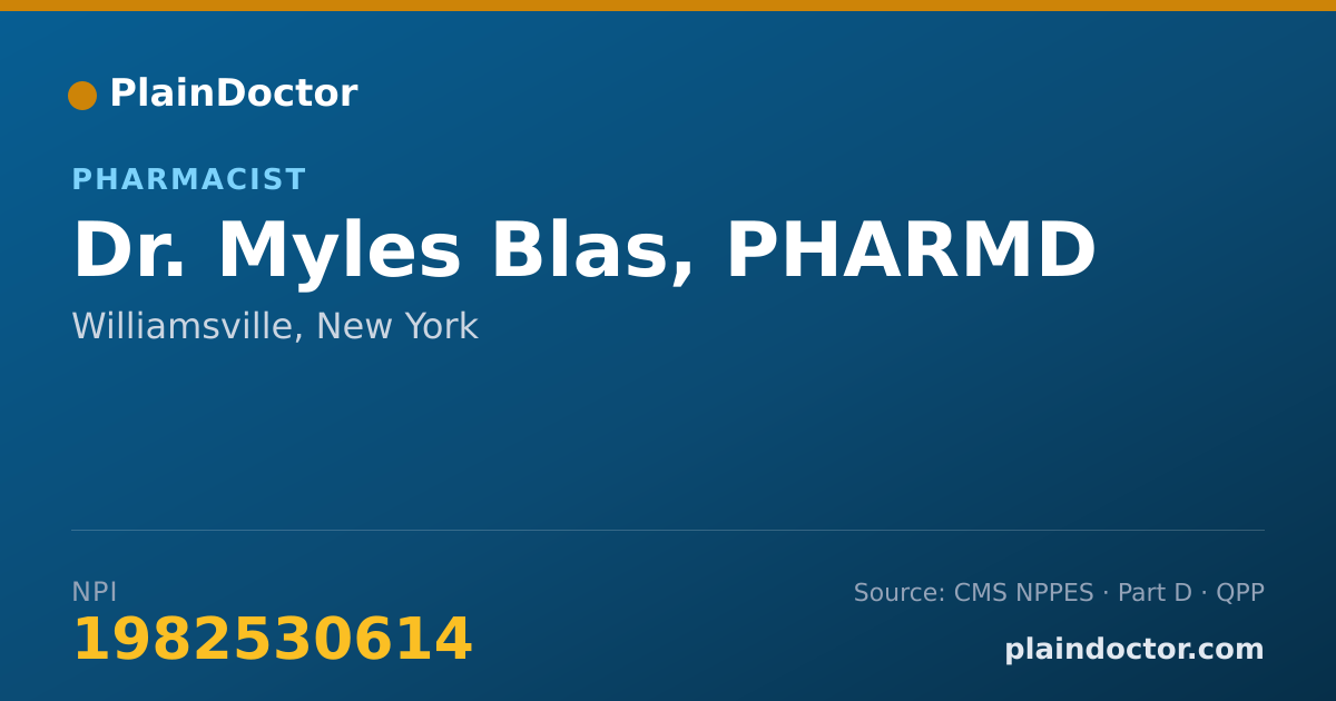 Shareable card for Myles Blas, PHARMD - Pharmacist, Williamsville, NY