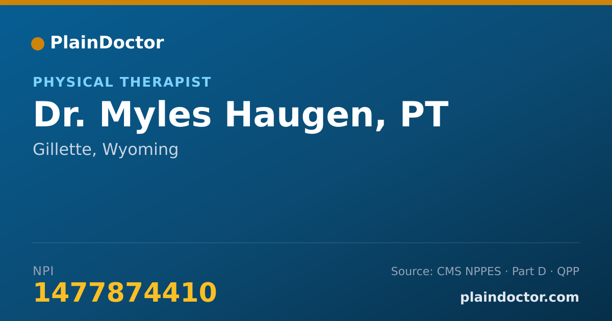 Shareable card for Myles Haugen, PT - Physical Therapist, Gillette, WY
