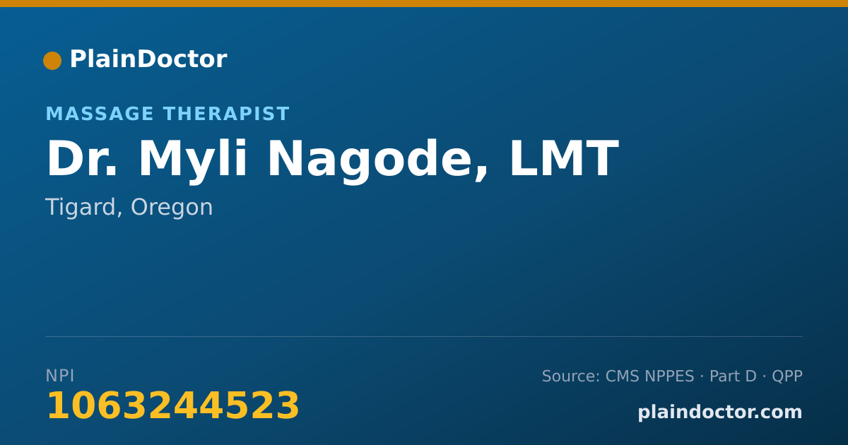 Shareable card for Myli Nagode, LMT - Massage Therapist, Tigard, OR